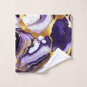 Feines trendy lila-gelbes Gold-Imitat-Marmor Badhandtuch Set (Waschlappen)