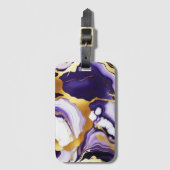 Feines trendy lila-gelbes Gold-Imitat-Marmor Gepäckanhänger (Vorderseite Vertikal)