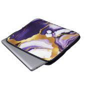 Feines trendy lila-gelbes Gold-Imitat-Marmor Laptopschutzhülle (Vorne Knopf)