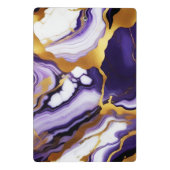 Feines trendy lila-gelbes Gold-Imitat-Marmor Mini Klemmbrett (Rückseite)