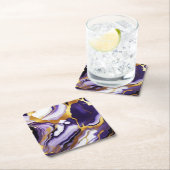 Feines trendy lila-gelbes Gold-Imitat-Marmor Rechteckiger Pappuntersetzer (Vor Ort)