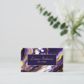 Feines trendy lila-gelbes Gold-Imitat-Marmor Visitenkarte (Stehend Vorderseite)