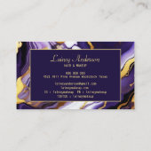 Feines trendy lila-gelbes Gold-Imitat-Marmor Visitenkarte (Rückseite)