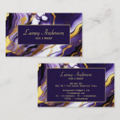 Feines trendy lila-gelbes Gold-Imitat-Marmor Visitenkarte (Vorne/Hinten)