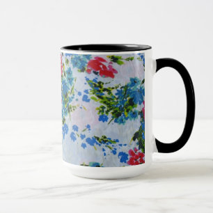 Feines vintage rotes blaues indisches Blumenmuster Tasse