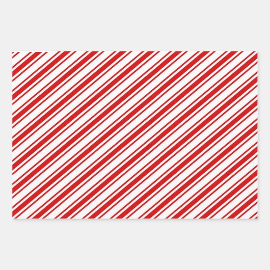 Feines, weißes Candy Stripes Retro Geschenkpapier Set (Vorderseite 3)