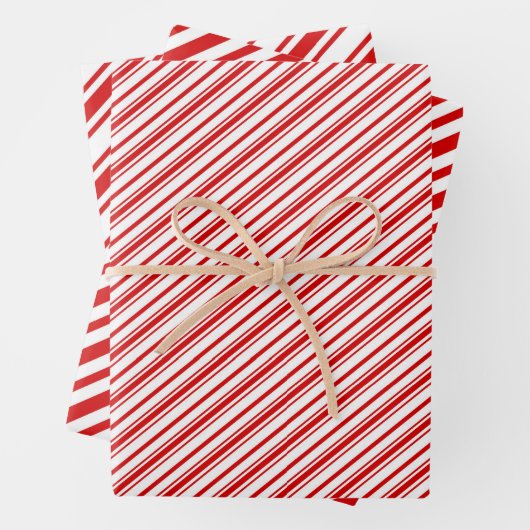 Feines, weißes Candy Stripes Retro Geschenkpapier Set (Beispiel)