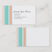 Feingrüne und pfirsichfarbene Streifen Visitenkarte (Vorne/Hinten)