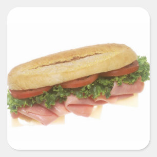 Feinkostgeschäft-Sandwich Quadratischer Aufkleber