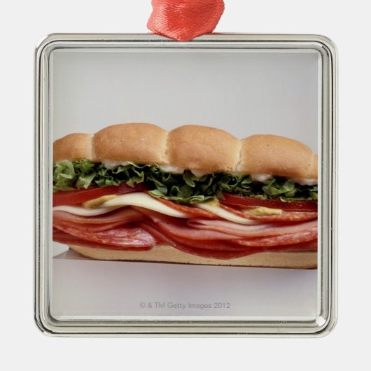 Feinkostgeschäftsandwich Silbernes Ornament (Vorne)