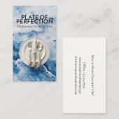 Feinkostküche und Teller | Blauer Marmor Visitenkarte (Vorne/Hinten)