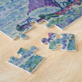 Feinmalerei Meereshafen Schiffe Brücke Hellblau Puzzle (Seite)