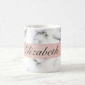 Feinmarmor mit Rose-Goldstreifen-Monogramm Kaffeetasse (Mittel)