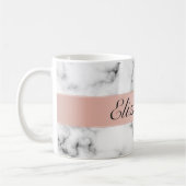 Feinmarmor mit Rose-Goldstreifen-Monogramm Kaffeetasse (Links)