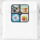 Feinschmecker-Aufkleber für Monogramm 2 Quadratischer Aufkleber (Tasche)