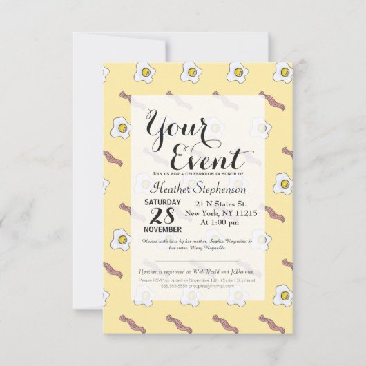 Feinschmecker Bacon Breakfast Funny Pattern Einladung (Vorderseite)