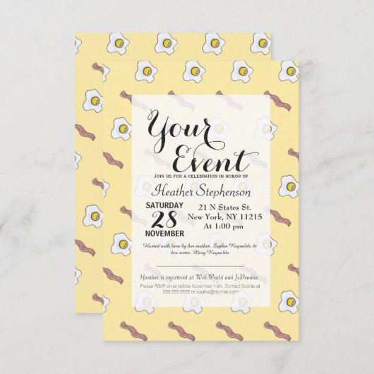 Feinschmecker Bacon Breakfast Funny Pattern Einladung (Vorne/Hinten)