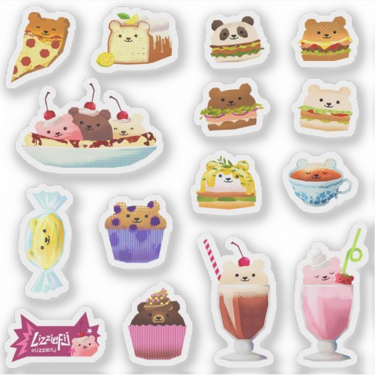 Feinschmecker-Bären - winziger transparenter Aufkl Aufkleber (Vorderseite)