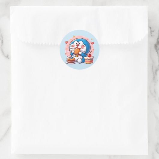 Feinschmecker Doraemon Runder Aufkleber (Tasche)