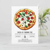 Feinschmecker Editable Pizza Birthday Einladung (Stehend Vorderseite)