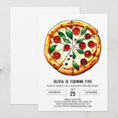 Feinschmecker Editable Pizza Birthday Einladung (Vorne/Hinten)