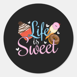 Feinschmecker Life is Sweet Baking Quote - Cupcake Runder Aufkleber