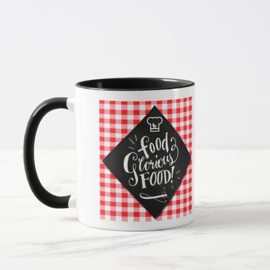 Feinschmecker Lovers Chalkboard Typografy Red Karo Tasse (Links)