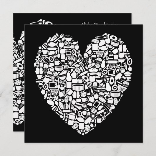 Feinschmecker Moderne Schwarz-Weiß-Hochzeit Einladung (Vorne/Hinten)