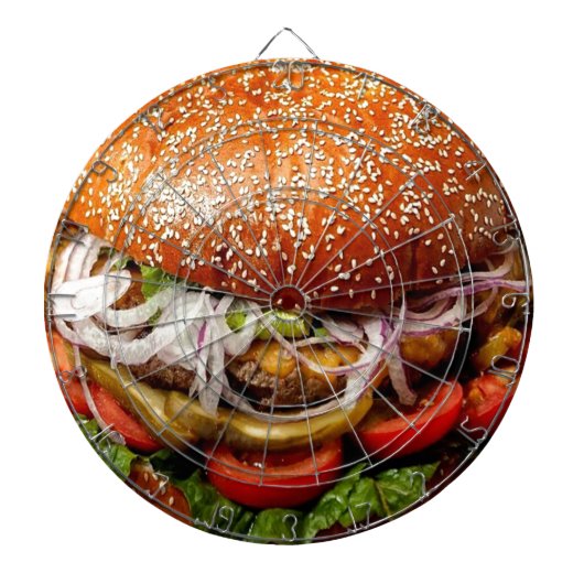 Feinschmecker-Neuheit Käseeburger Hamburger Dartscheibe (vorne)