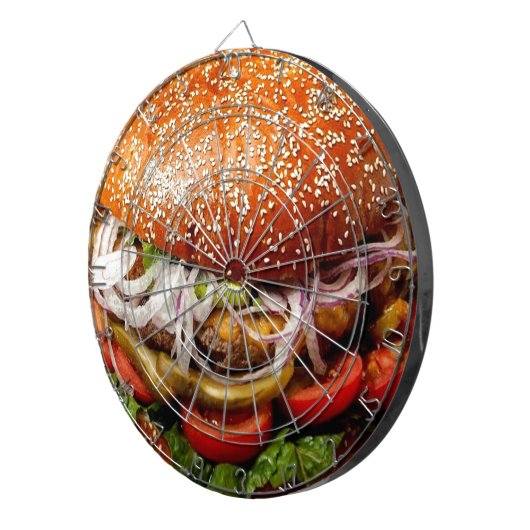 Feinschmecker-Neuheit Käseeburger Hamburger Dartscheibe (Vorderseite rechts)