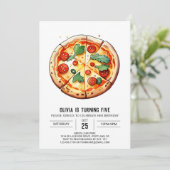 Feinschmecker Printable Pizza Birthday Einladung (Stehend Vorderseite)