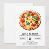 Feinschmecker Printable Pizza Birthday Einladung (Vorne/Hinten)