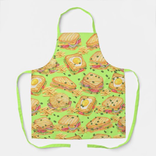 Feinschmecker-Sandwiches und Pommes frites Kalkgrü Schürze (Vorderseite)