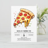 Feinschmecker Simple Pizza Birthday Einladung (Stehend Vorderseite)