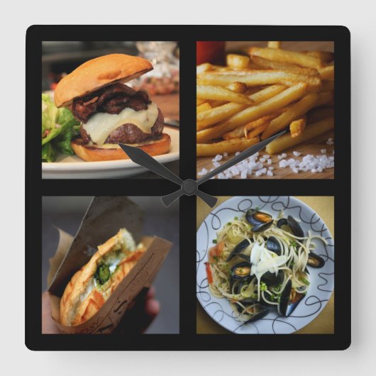 Feinschmecker-Wanduhr 1 Quadratische Wanduhr (Vorderseite)