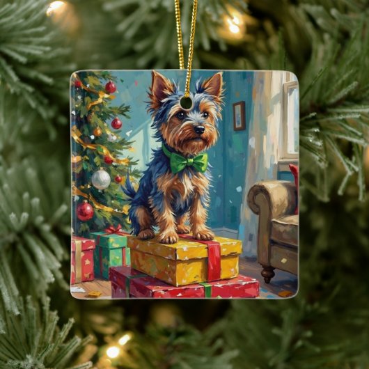 Feisty Australian Terrier King of Christmas Gifts Keramikornament (Baum)