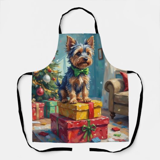 Feisty Australian Terrier King of Christmas Gifts  Schürze (Vorderseite)