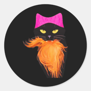 Feisty Cat Lady Funny Halloween Kostüm Idee Frauen Runder Aufkleber