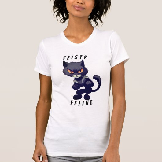 Feisty Feline Superhero Funny Crazy Cat T-Shirt (Vorderseite)