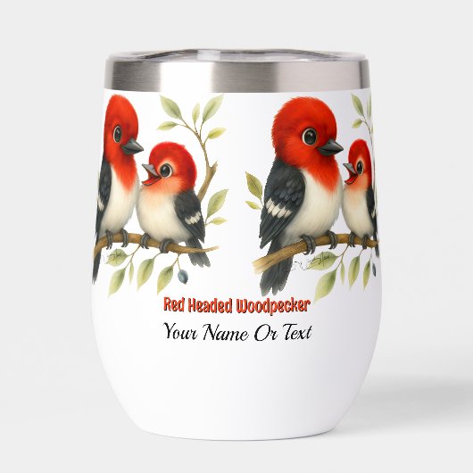 Feisty Red-kopfender Woodpecker (Rückseite)