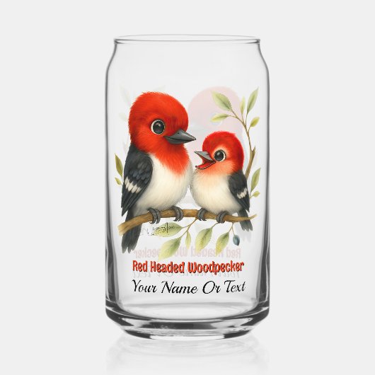 Feisty Red-kopfender Woodpecker Dosenglas (Rückseite)