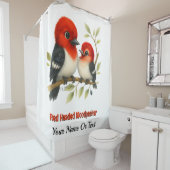 Feisty Red-kopfender Woodpecker Duschvorhang (Beispiel)