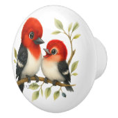 Feisty Red-kopfender Woodpecker Keramikknauf (Rechts)