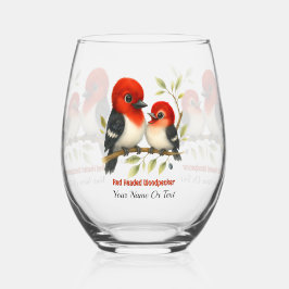 Feisty Red-kopfender Woodpecker Weinglas Ohne Stiel
