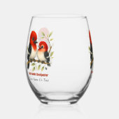 Feisty Red-kopfender Woodpecker Weinglas Ohne Stiel (Rechts)