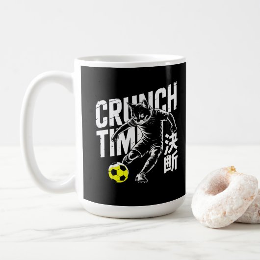 Feisty Soccer Cat Mug - Crunch Time Coffee Cup Kaffeetasse (Mit Donut)