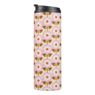 Feld aus rosa Gänseblümchen Thermosbecher