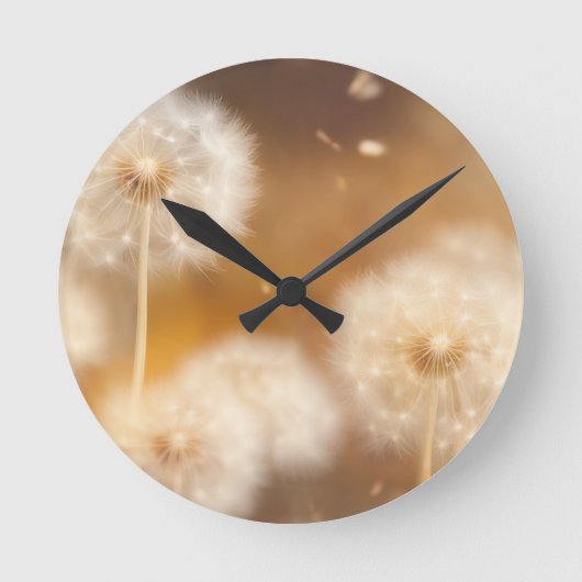 Feld aus warmer Löwenzahnlicht Runde Wanduhr (Vorderseite)