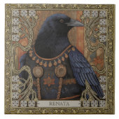 Feld "Crow Spirit Animal Personalisiert Name" Fliese (Vorderseite)