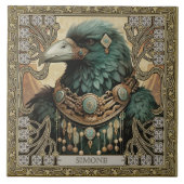 Feld "Crow Spirit Animal Personalisiert Name" Fliese (Vorderseite)